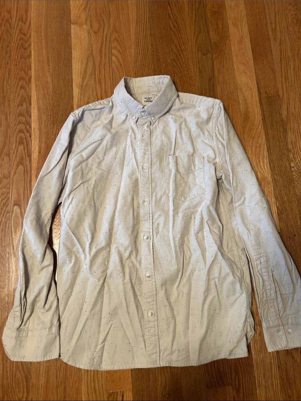 Men's White Speckled Button-Down Dress Shirt